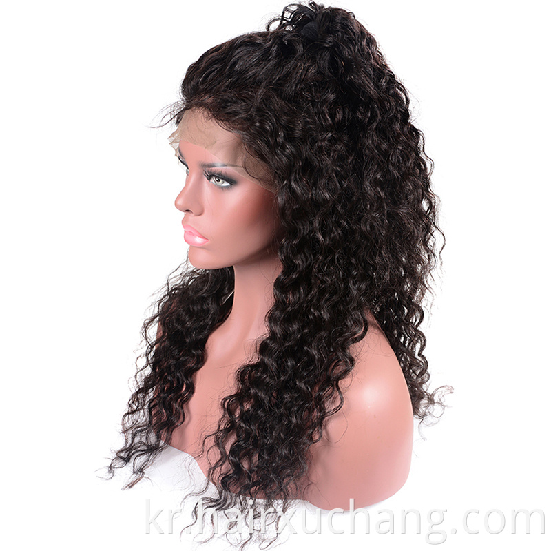 Raw Virgin Human Hair 360 레이스 가발 공급 업체 큐티클 정렬 된 동남아시아 어린 소녀 물 웨이브 360 레이스 가발